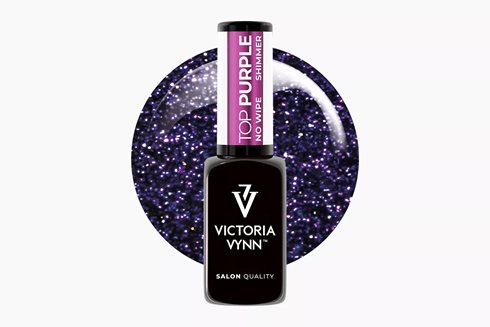 GEL POLISH TOP Shimmer Purple No Wipe 8 ml - top hybrydowy z drobinkami