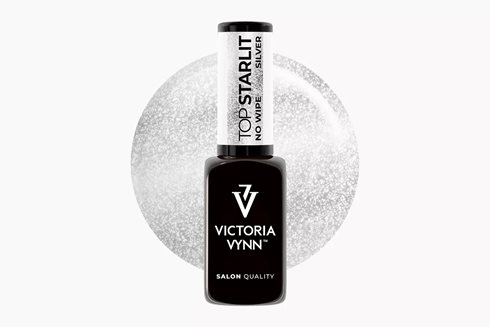 GEL POLISH TOP Starlit Silver no Wipe 8 ml - top hybrydowy
